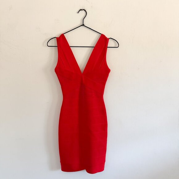 NEW Herve Leger Lipstick Red Karima Bandage Dress XS - Picture 2 of 8